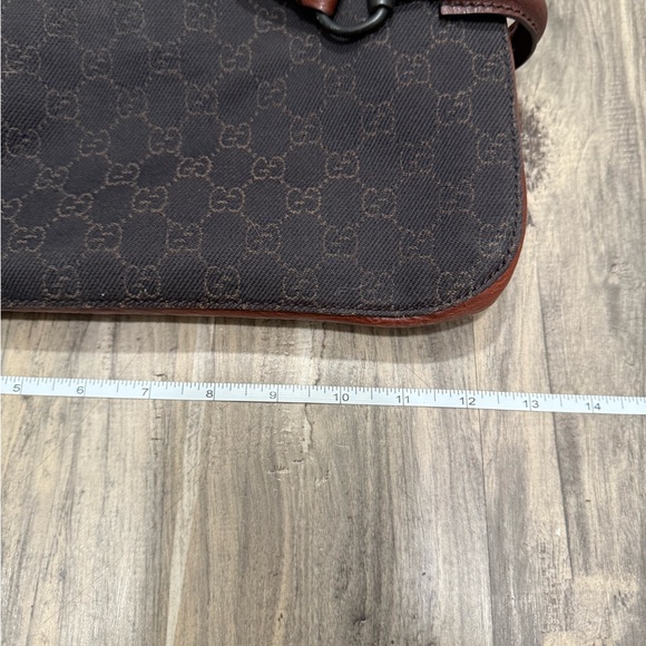 Excellent used condition Gucci monogram horse-bit shoulder bag black and brown - Picture 14 of 15